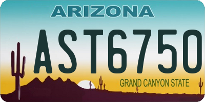 AZ license plate AST6750