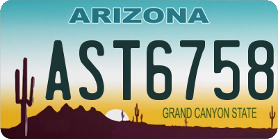 AZ license plate AST6758