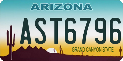 AZ license plate AST6796