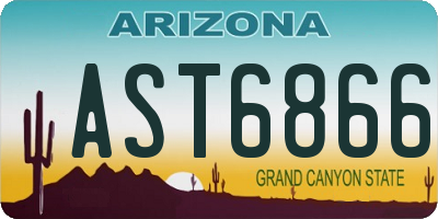 AZ license plate AST6866