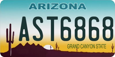 AZ license plate AST6868