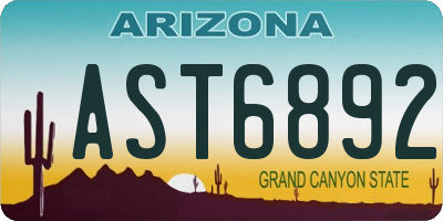 AZ license plate AST6892