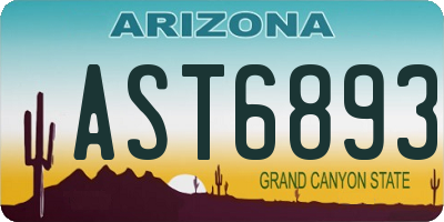 AZ license plate AST6893