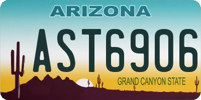 AZ license plate AST6906