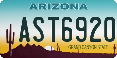 AZ license plate AST6920