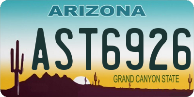 AZ license plate AST6926