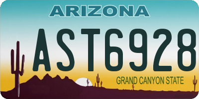 AZ license plate AST6928