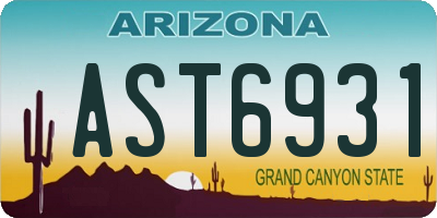 AZ license plate AST6931
