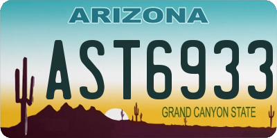 AZ license plate AST6933