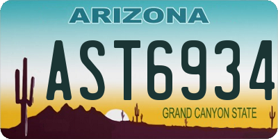 AZ license plate AST6934