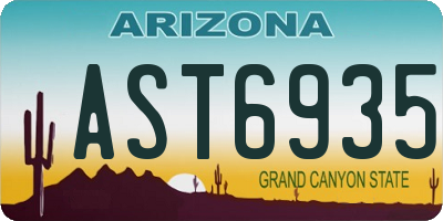 AZ license plate AST6935