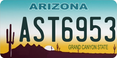 AZ license plate AST6953
