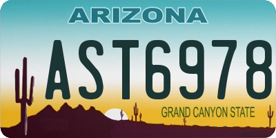 AZ license plate AST6978