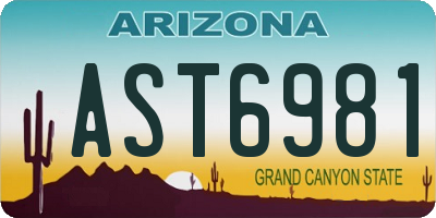 AZ license plate AST6981