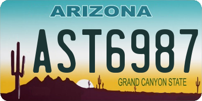 AZ license plate AST6987