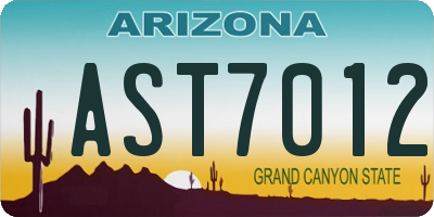 AZ license plate AST7012