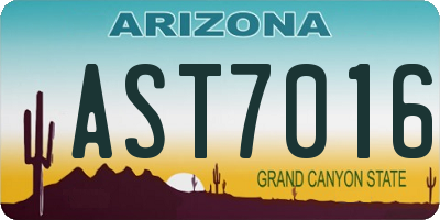 AZ license plate AST7016