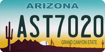 AZ license plate AST7020