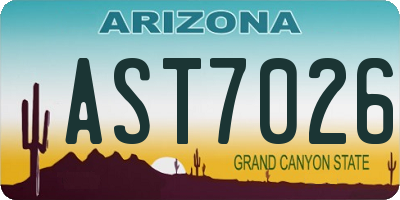 AZ license plate AST7026