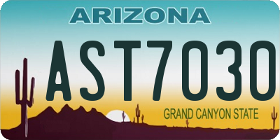 AZ license plate AST7030