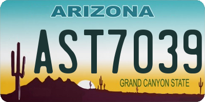AZ license plate AST7039