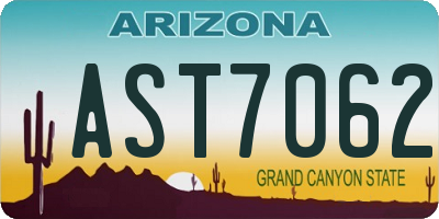 AZ license plate AST7062