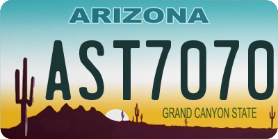 AZ license plate AST7070
