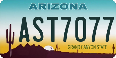 AZ license plate AST7077
