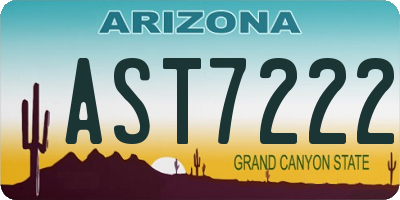 AZ license plate AST7222
