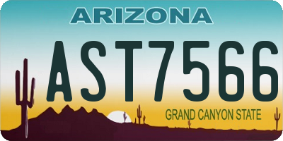 AZ license plate AST7566