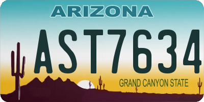 AZ license plate AST7634