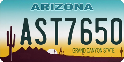 AZ license plate AST7650