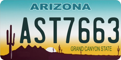 AZ license plate AST7663