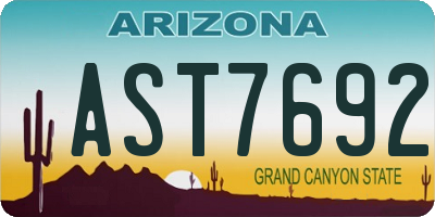 AZ license plate AST7692