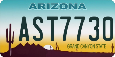 AZ license plate AST7730