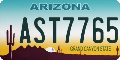 AZ license plate AST7765