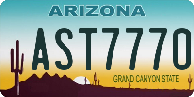 AZ license plate AST7770