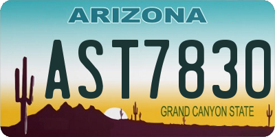 AZ license plate AST7830