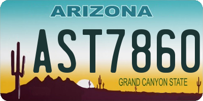 AZ license plate AST7860