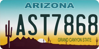 AZ license plate AST7868