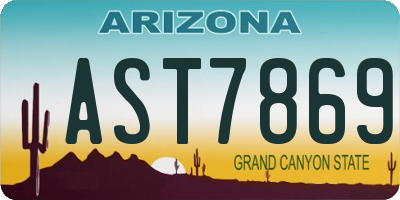 AZ license plate AST7869