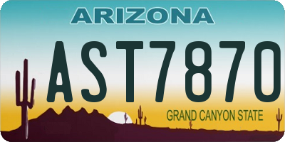 AZ license plate AST7870