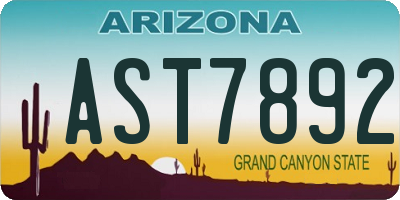 AZ license plate AST7892