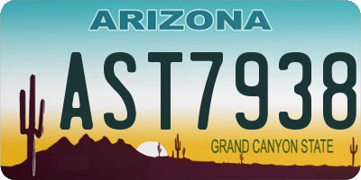 AZ license plate AST7938