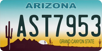 AZ license plate AST7953
