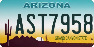 AZ license plate AST7958