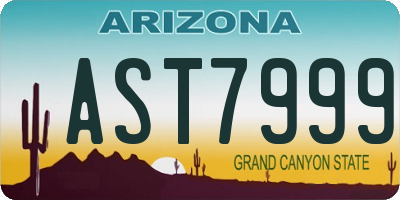 AZ license plate AST7999