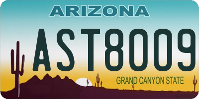 AZ license plate AST8009