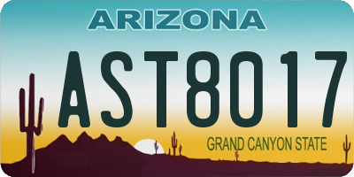 AZ license plate AST8017