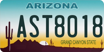 AZ license plate AST8018